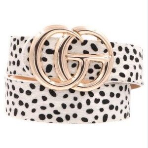 Faux Leather Fur Spotted Animal Print Belt